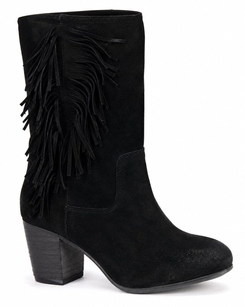 New Free People Wild Rose Black Suede Fringe Western Slouch Boots 9.5 EU 46 - Picture 5 of 6